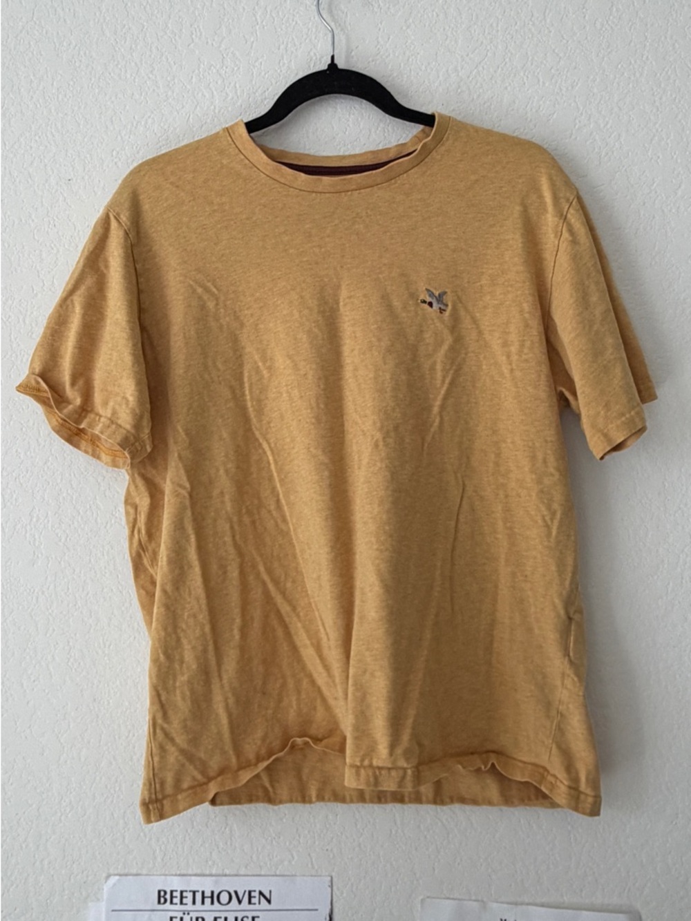 CHEVIGNON TOGS MUSTARD MALLARD DUCK EMBROIDERED TEE VINTAGE FRENCH MENS L